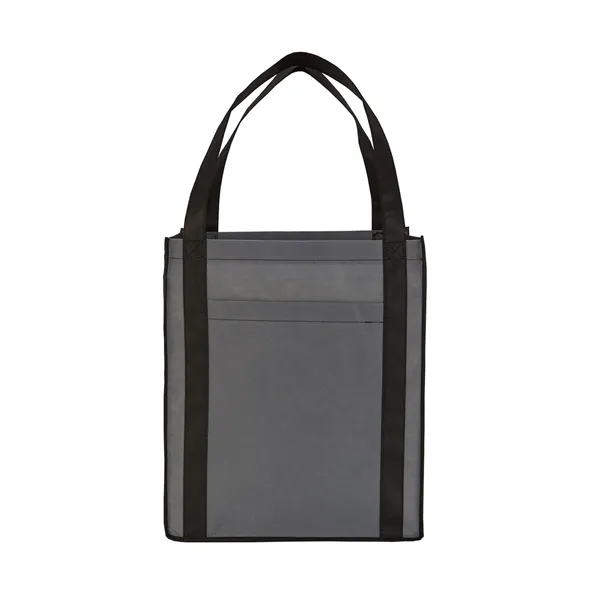 Large non-woven grocery tote bag with pocket and 1 color silkscreen... from ASI 37218 Athena Promo (tm)