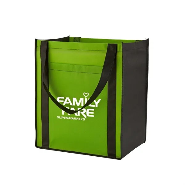 Large non-woven grocery tote bag with pocket and 1 color silkscreen... from ASI 37218 Athena Promo (tm)