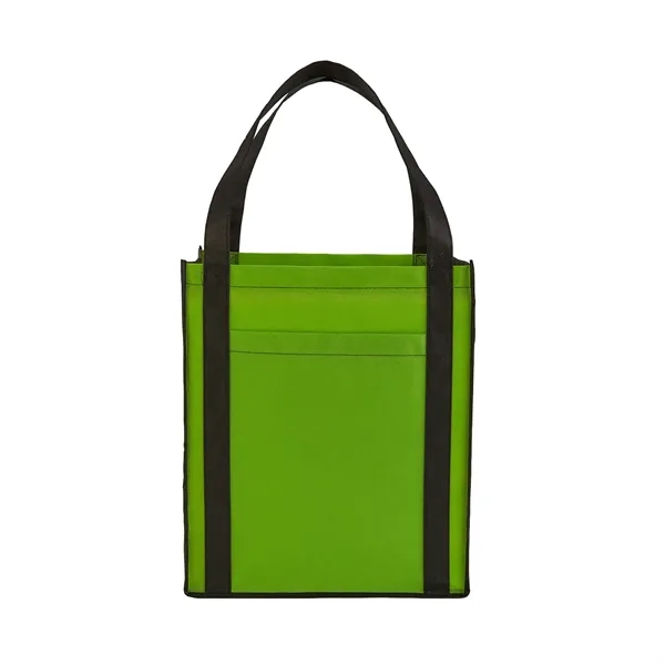 Large non-woven grocery tote bag with pocket and 1 color silkscreen... from ASI 37218 Athena Promo (tm)