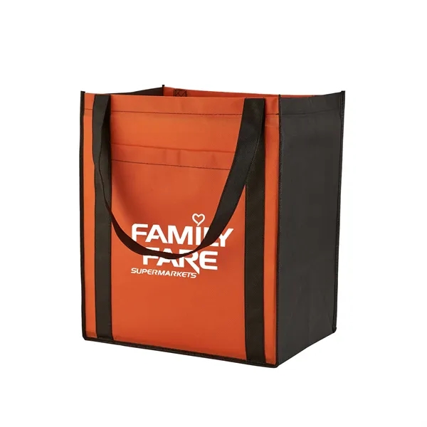 Large non-woven grocery tote bag with pocket and 1 color silkscreen... from ASI 37218 Athena Promo (tm)