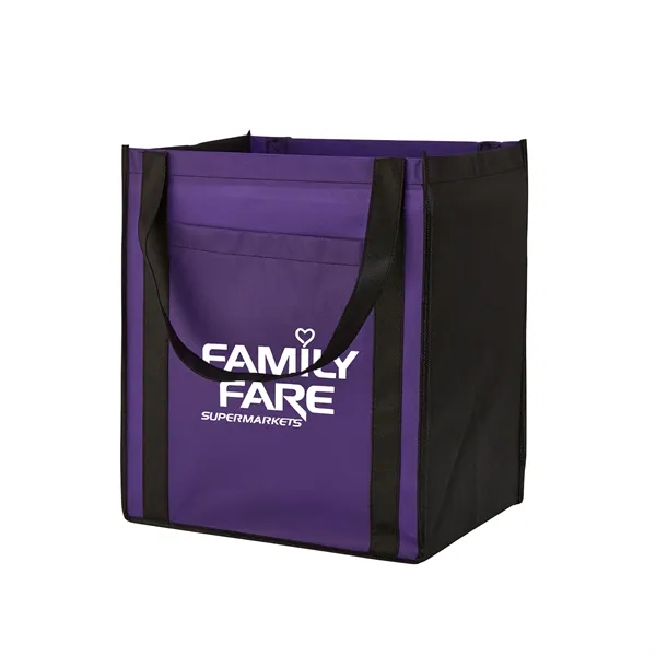 Large non-woven grocery tote bag with pocket and 1 color silkscreen... from ASI 37218 Athena Promo (tm)