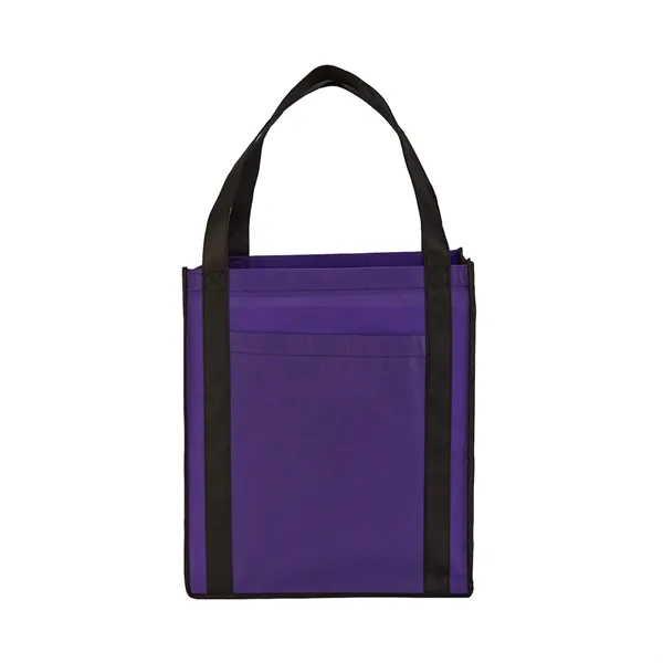 Large non-woven grocery tote bag with pocket and 1 color silkscreen... from ASI 37218 Athena Promo (tm)
