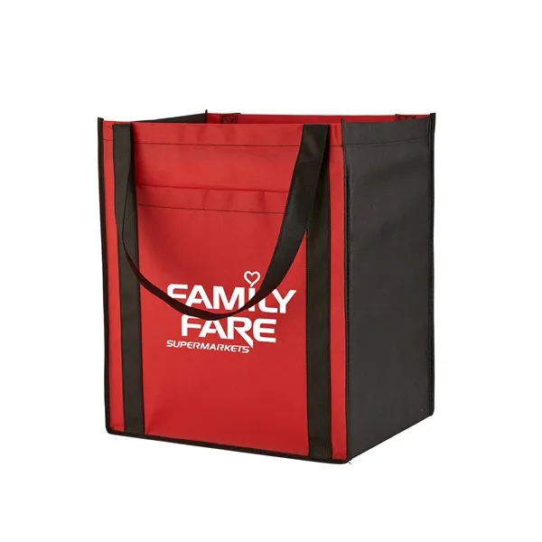 Large non-woven grocery tote bag with pocket and 1 color silkscreen... from ASI 37218 Athena Promo (tm)