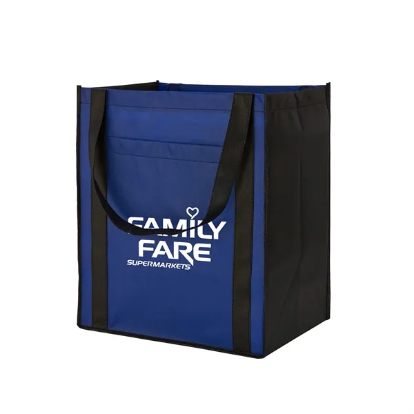 Large non-woven grocery tote bag with pocket and 1 color silkscreen... from ASI 37218 Athena Promo (tm)