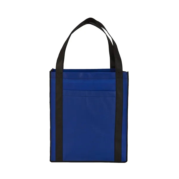 Large non-woven grocery tote bag with pocket and 1 color silkscreen... from ASI 37218 Athena Promo (tm)