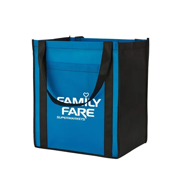 Large non-woven grocery tote bag with pocket and 1 color silkscreen... from ASI 37218 Athena Promo (tm)