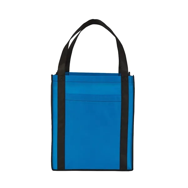 Large non-woven grocery tote bag with pocket and 1 color silkscreen... from ASI 37218 Athena Promo (tm)