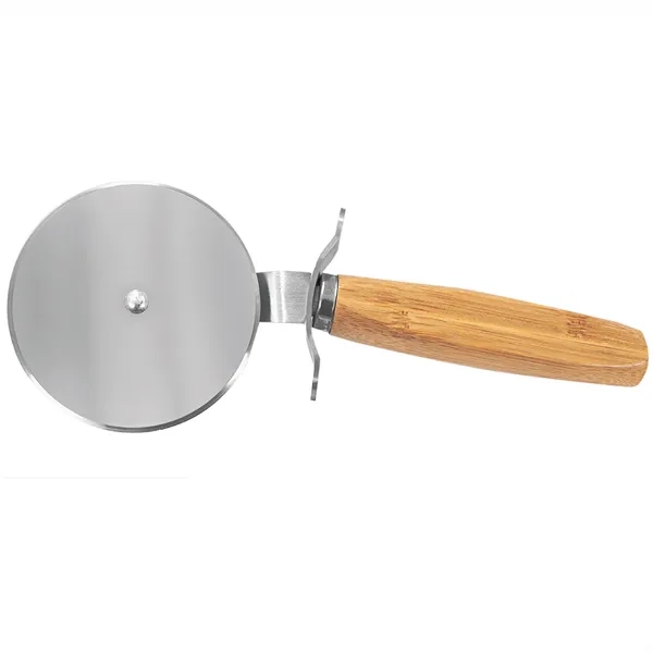 9 1/4" x 3 3/4" bamboo and stainless steel wheel-style pizza... from ASI 74601 Calico
