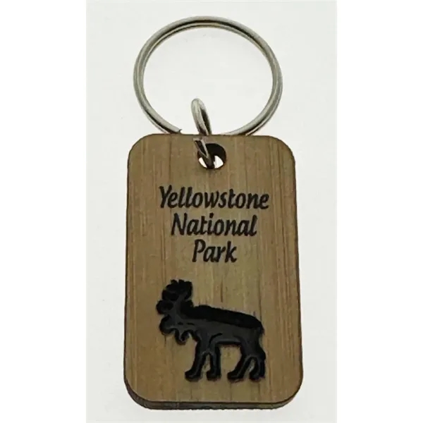 2-layer rectangular keychain with soft enamel bear, moose, or heart designs.... from ASI 40610 Perry Blackburne Inc