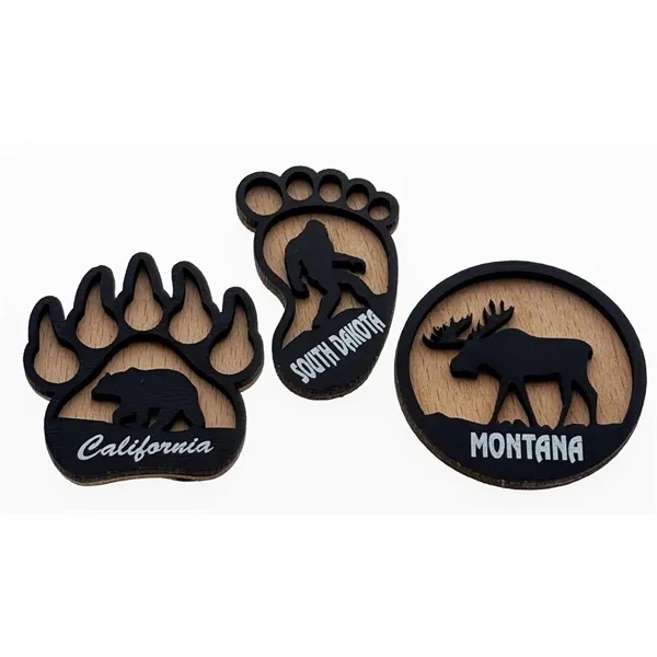 2-layer MDF wood magnets, Bigfoot design.... from ASI 40610 Perry Blackburne Inc