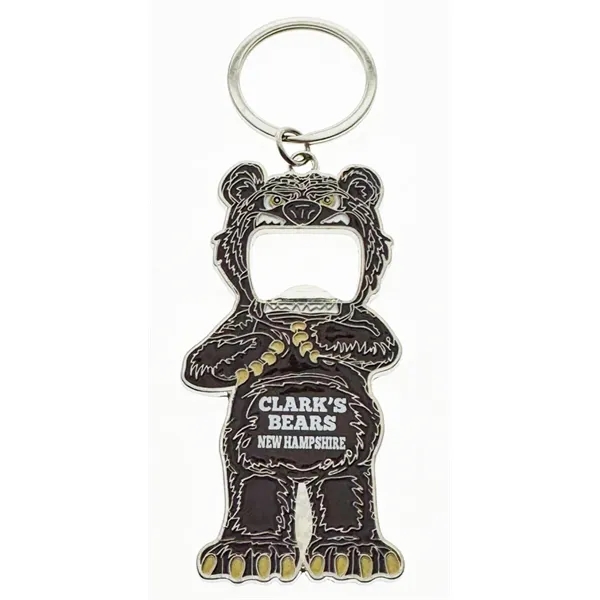 Bear shaped bottle opener key tag available in black or brown.... from ASI 40610 Perry Blackburne Inc / KEYTAGLINE