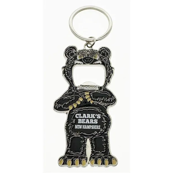 Bear shaped bottle opener key tag available in black or brown.... from ASI 40610 Perry Blackburne Inc / KEYTAGLINE