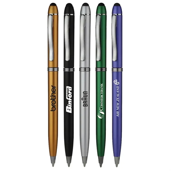 Twist-action plastic ballpoint pen including a stylus tip... from ASI 39552 BEL Promo