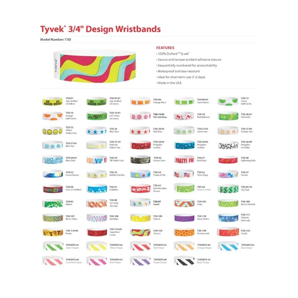 DuPont, Adhesive closure, Water use, Sequential Numbers, Short term use, Recyclable... from ASI 32187 Advance ID / Advance ID Wristbands