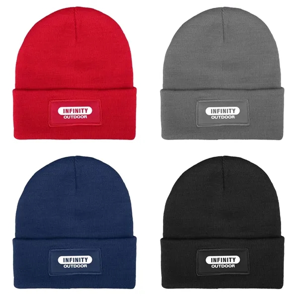 Recycled polyester cuffed knit beanie plus 1 color heat transfer on... from ASI 37218 Athena Promo (tm)