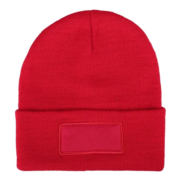 Recycled polyester cuffed knit beanie plus 1 color heat transfer on... from ASI 37218 Athena Promo (tm)