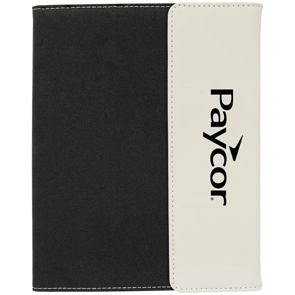 7" x 9" white leatherette and black canvas portfolio.... from ASI 74601 Calico