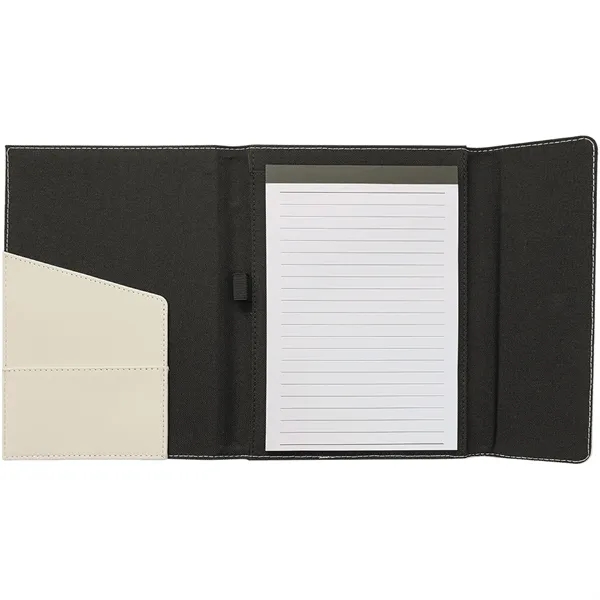 7" x 9" white leatherette and black canvas portfolio.... from ASI 74601 Calico