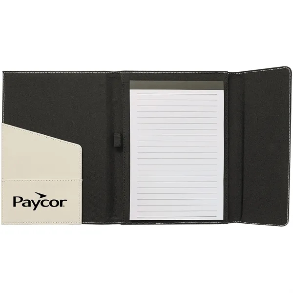 7" x 9" white leatherette and black canvas portfolio.... from ASI 74601 Calico