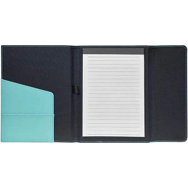 7" x 9" teal leatherette and black canvas portfolio.... from ASI 74601 Calico