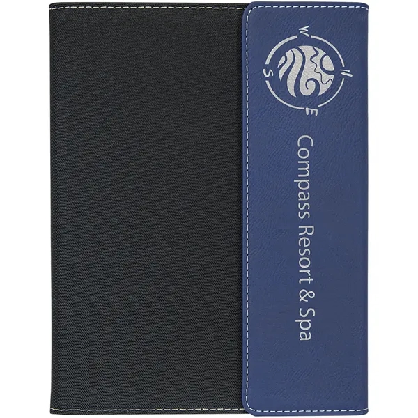 7" x 9" blue & silver leatherette and black canvas portfolio.... from ASI 74601 Calico