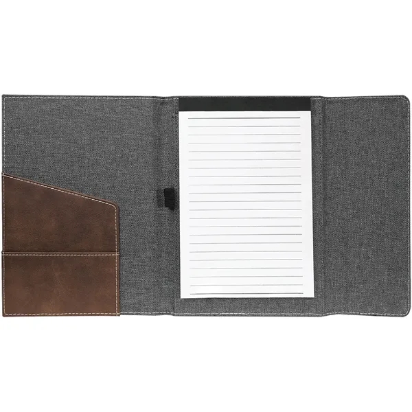 7" x 9" rustic & silver leatherette and gray canvas portfolio.... from ASI 74601 Calico