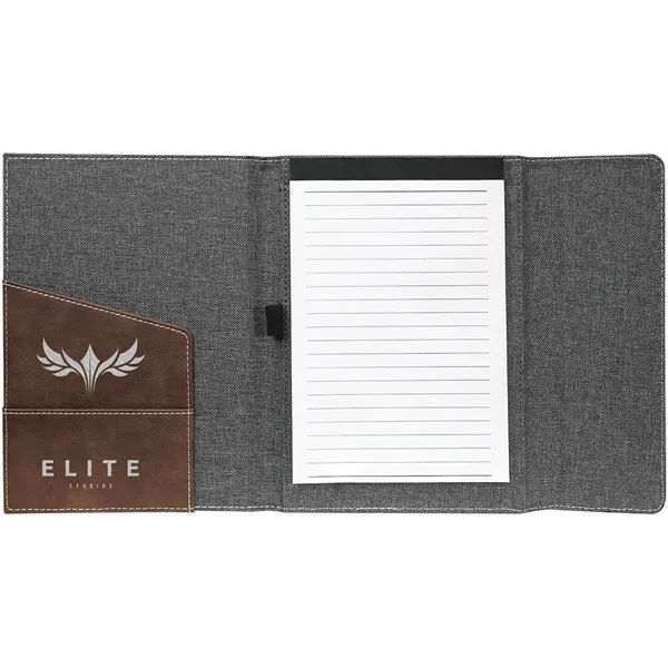 7" x 9" rustic & silver leatherette and gray canvas portfolio.... from ASI 74601 Calico