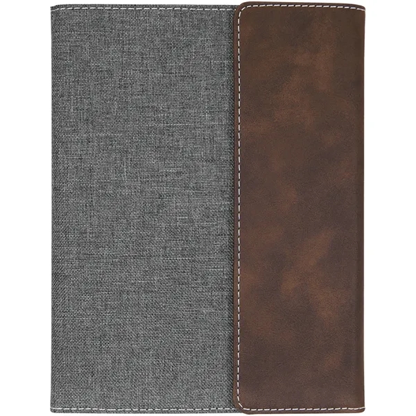 7" x 9" rustic & silver leatherette and gray canvas portfolio.... from ASI 74601 Calico