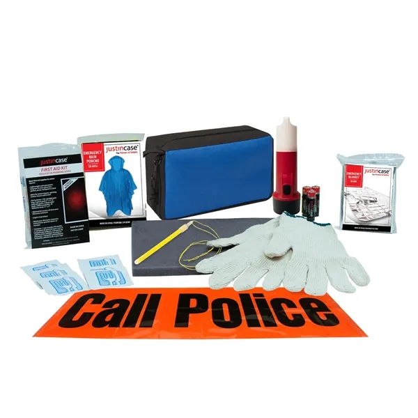 40 piece auto safety pack which includes an emergency poncho, safety... from ASI 63698 Justin Case®