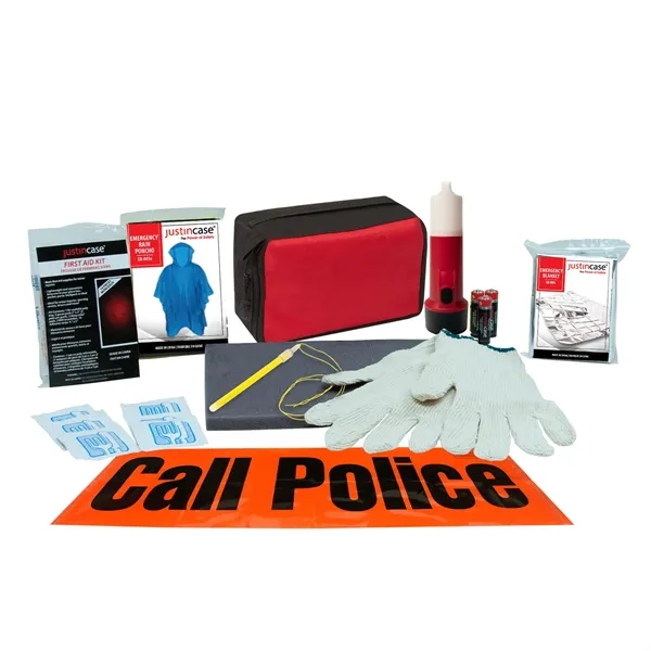 40 piece auto safety pack which includes an emergency poncho, safety... from ASI 63698 Justin Case®