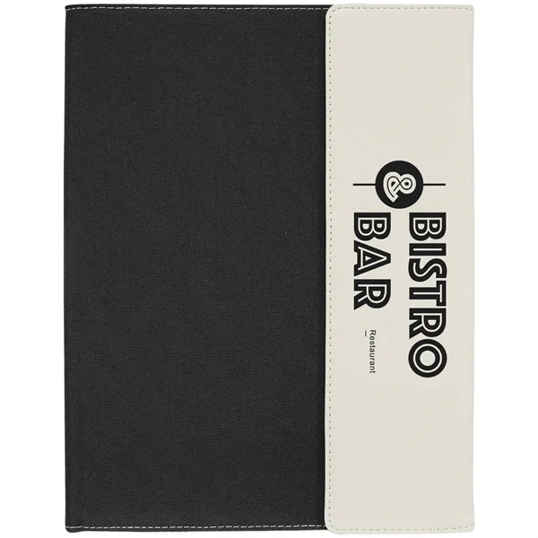 9 1/2" x 12" White Leatherette & Black Canvas Portfolio... from ASI 74601 Calico