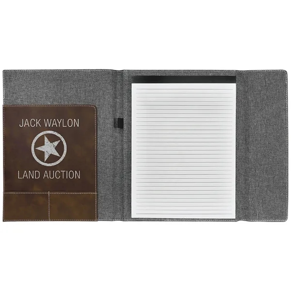 9.5" x 12" Rustic/Silver Leatherette & Gray Canvas Portfolio... from ASI 74601 Calico
