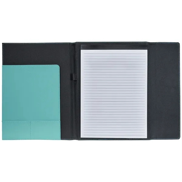 9 1/2" x 12" Teal Leatherette & Black Canvas Portfolio... from ASI 74601 Calico