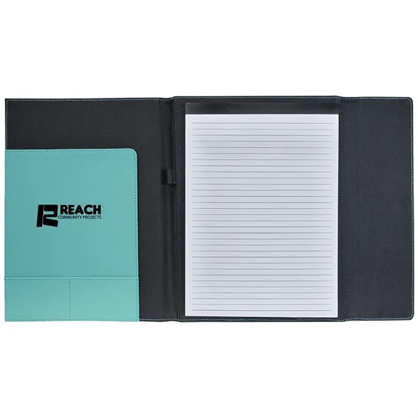9 1/2" x 12" Teal Leatherette & Black Canvas Portfolio... from ASI 74601 Calico