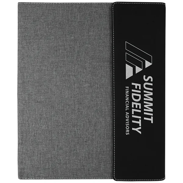 9.5" x 12" Black/Silver Leatherette & Gray Canvas Portfolio... from ASI 74601 Calico