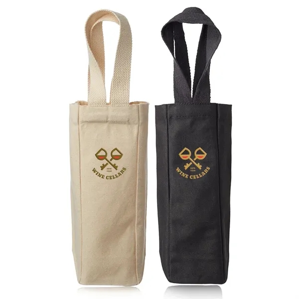 Single bottle canvas wine tote bag with webbed handles.... from ASI 39552 BEL Promo