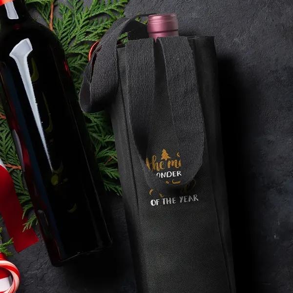 Single bottle canvas wine tote bag with webbed handles.... from ASI 39552 BEL Promo