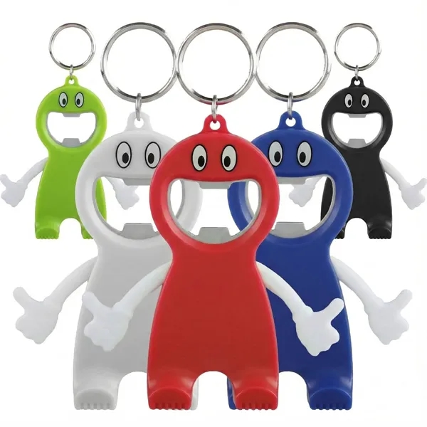 Happy face bottle opener keychain plus 1 color pad print on... from ASI 37218 Athena Promo (tm)