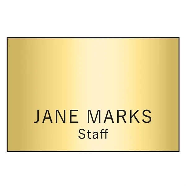 The Hollywood name tag is a popular choice that displays your... from ASI 61966 HPG / Beacon Promotions HPG Gold