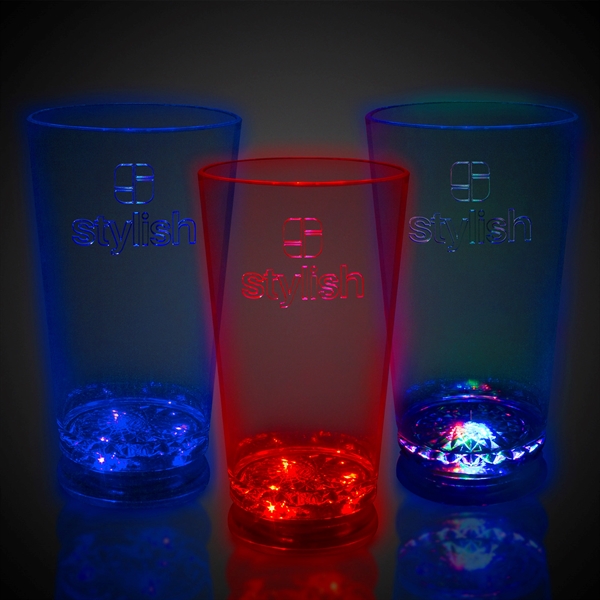 16 oz. clear plastic pint glass with your choice of LED... from ASI 42016 Brighter Promotions Inc
