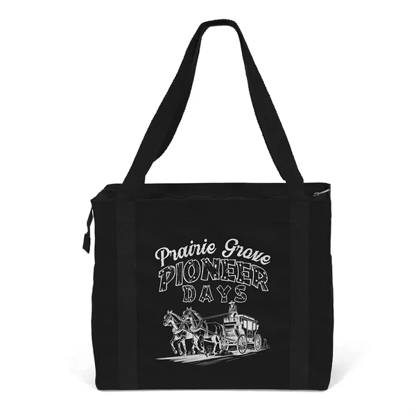 Cotton bag is versatile, side pockets, long handles and a zipper... from ASI 37940 Bag Makers Inc