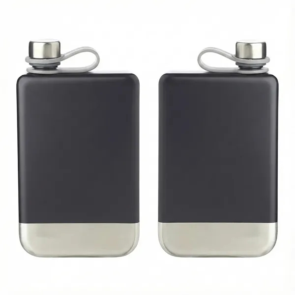 Two-tone stainless-steel hip flask, 8 oz. capacity plus 1 color silkscreen... from ASI 37218 Athena Promo (tm)