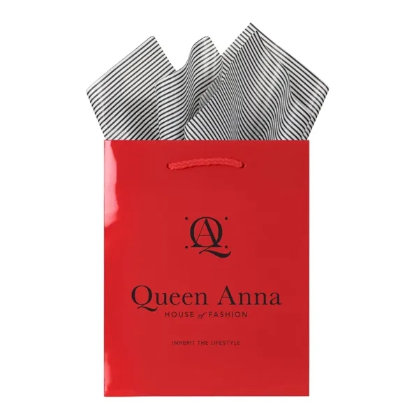 Made from 180 GSM gloss laminated paper, these shopping totes feature... from ASI 75731 PWS / Pacific Western Sales/Cater Line