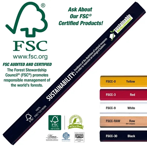 Forest Stewardship Council Certified carpenter pencil with flat barrel, medium core.... from ASI 86850 Shepenco/Shelbyville Pencil Co, Inc / SHEPENCO® Shelbyville Pencil Company
