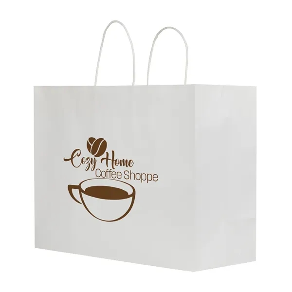 twisted handle white kraft shoppers get a glow-up with a folded... from ASI 75731 PWS / Pacific Western Sales/Cater Line Pacific Western Sales/PWS