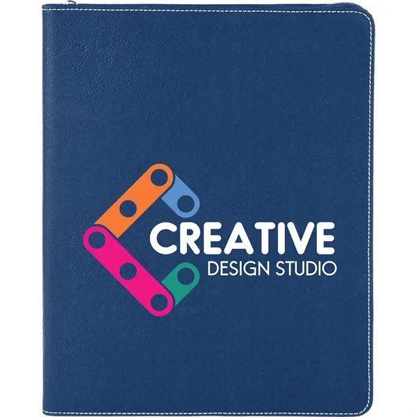 1.5" x 9.5" x 12" zippered blue and silver PU leatherette... from ASI 74601 Calico