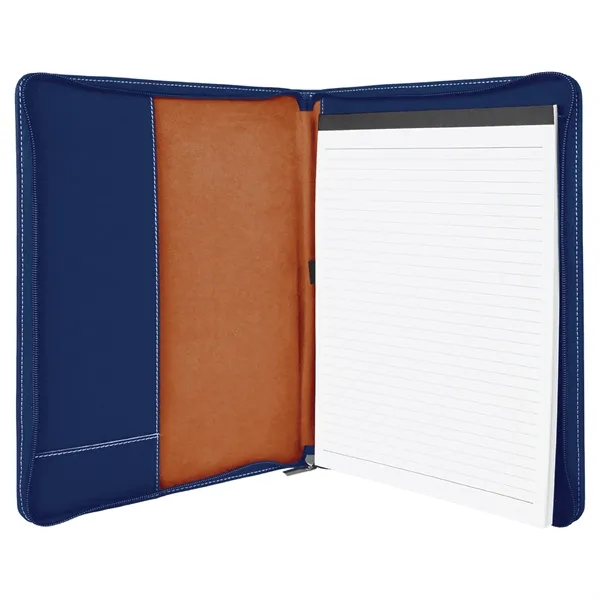 1.5" x 9.5" x 12" zippered blue and silver PU leatherette... from ASI 74601 Calico