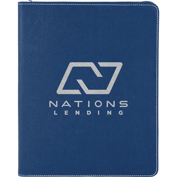 1.5" x 9.5" x 12" zippered blue and silver PU leatherette... from ASI 74601 Calico