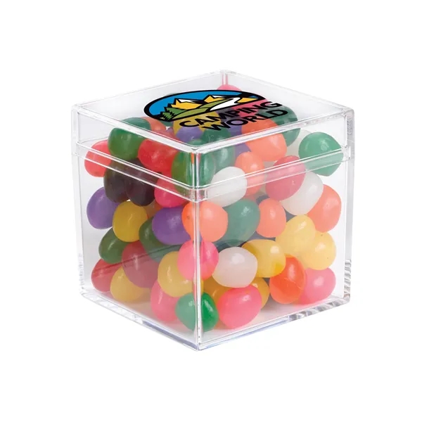 Cube shape container made of acrylic and filled with your choice... from ASI 61125 Hit Promotional Products / Hit®