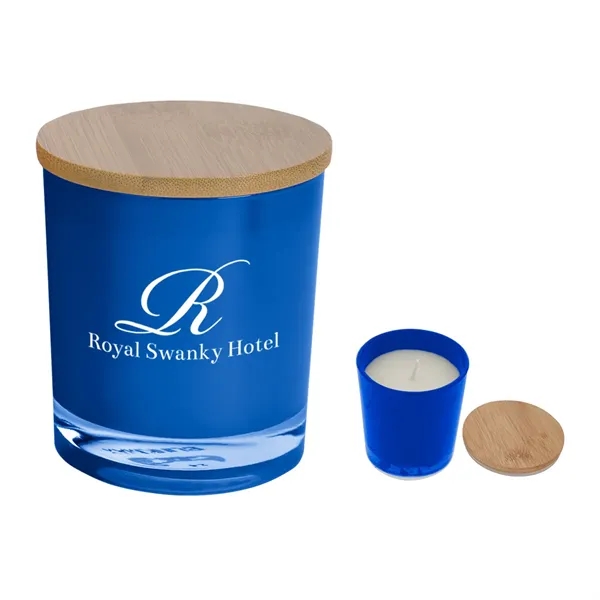 Bamboo soy candle with a vanilla scent for adding ambiance to... from ASI 61125 Hit Promotional Products / Hit®
